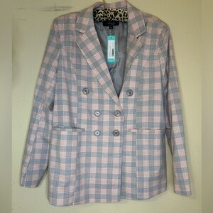 Women’s double breasted plaid blazer